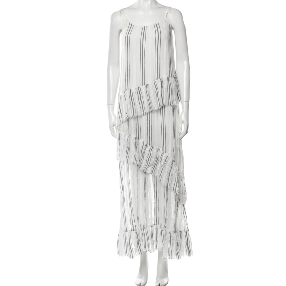 ATM frayed‎ hem striped tiered maxi summer dress